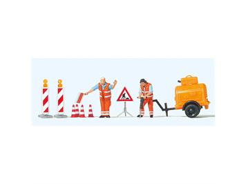 Preiser 10754 Strassenbauarbeiter mit Kompressor - H0 (1:87)