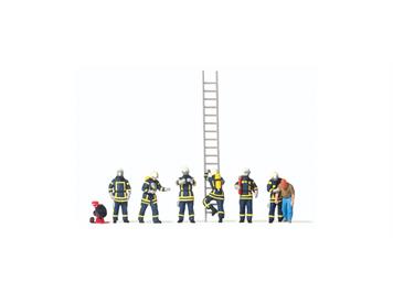 Preiser 10765 Feuerwehrleute in moderner Einsatzkleidung - H0 1:87