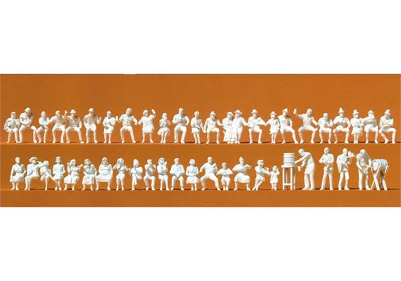 Preiser 16356 Im Biergarten, 46 unbemalte Figuren, Zubehör HO