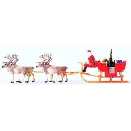 Preiser 30399 Weihnachtsschlitten mit vier Rentieren - H0 (1:87)