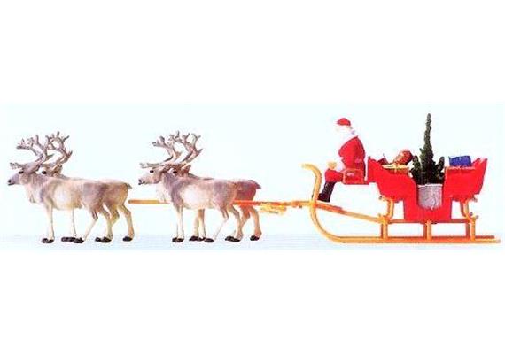 Preiser 30399 Weihnachtsschlitten mit vier Rentieren - H0 (1:87)