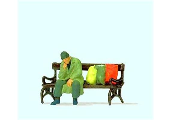 Preiser Obdachloser auf Bank HO