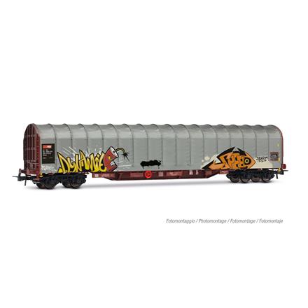 Rivarossi HR6681 SBB 4-achsiger Schiebeplanenwagen Rils, grau mit Graffiti, Ep. - H0 1:87