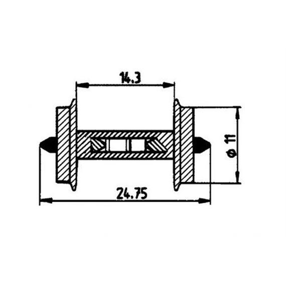 Roco 40186 Radsatz 11mm mit Widerstand für Besetztmeldung, 2 Stück - H0 (1:87)