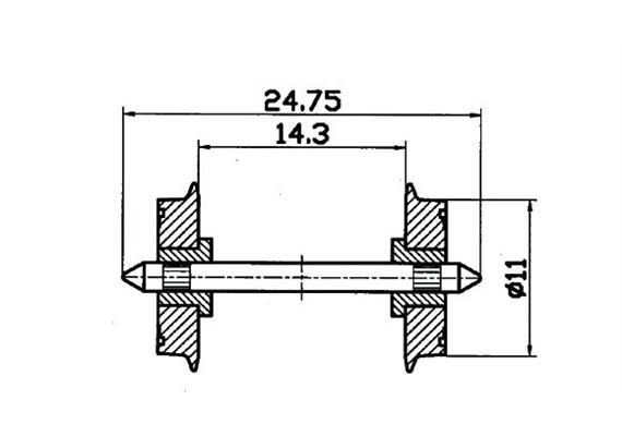 Roco 40199 Radsatz beidseitig isoliert 11mm, 2 Stück - H0 (1:87)