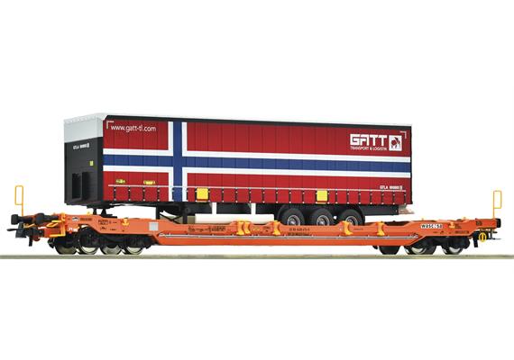 Roco 6600108 Taschenwagen, Sdgnss/T5 der Wascosa mit Auflieger der Spedition GATT - H0