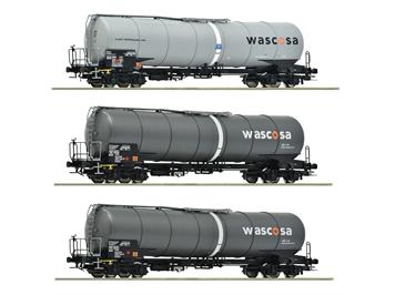 Roco 6600143 3-tlg. Set: Kesselwagen Gattung Zacns, von Wascosa und GATX - H0 (1:87)
