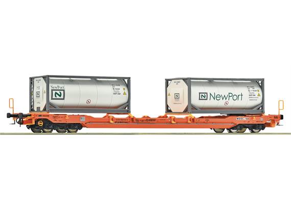 Roco 6600275 Taschenwagen T5, Wascosa, 2 Tankcontainern der Spedition NewPort - H0