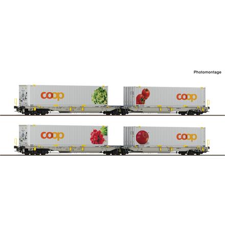 Roco 6600322 2-tlg. Set 1: Doppeltaschen-Gelenkwagen T2000, railCare "coop" - H0 (1:87)