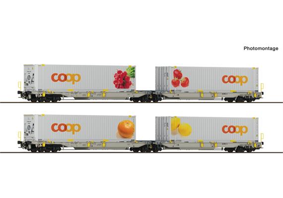 Roco 6600323 2-tlg. Set 2: Doppeltaschen-Gelenkwagen T2000, railCare "coop" - H0 (1:87)