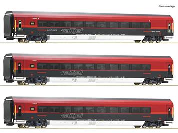 Roco 74041 3-tlg. Set: Railjet, ÖBB, mit Innenbeleuchtung, DC 2L - H0 (1:87)