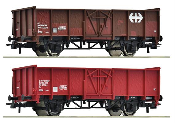 Roco 77034 SBB 2-tlg. Set: Offene Güterwagen - H0 (1:87)