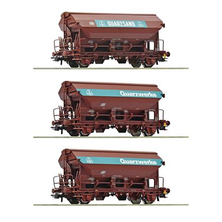 Roco 77052 3-tlg. Set: Schwenkdachwagen, DB, „Quarzwerke“ - H0 (1:87)