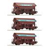 Roco 77052 3-tlg. Set: Schwenkdachwagen, DB, „Quarzwerke“ - H0 (1:87)