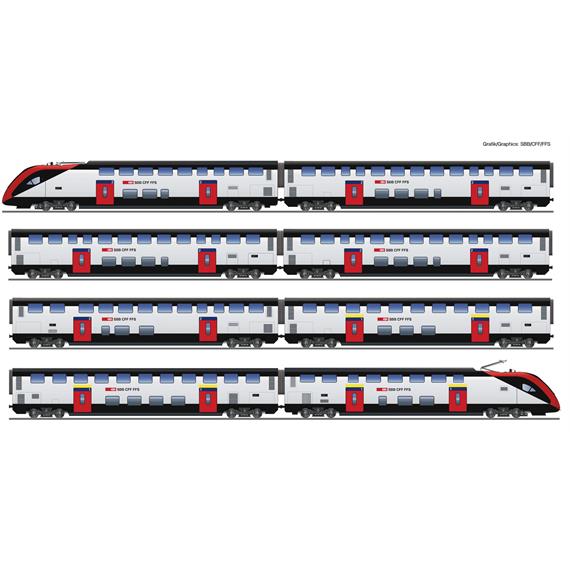 Roco 7710007 8-tlg. Set: Doppelstockzug RABe 502, SBB, DC, digital/Sound - NEUHEIT II/2025