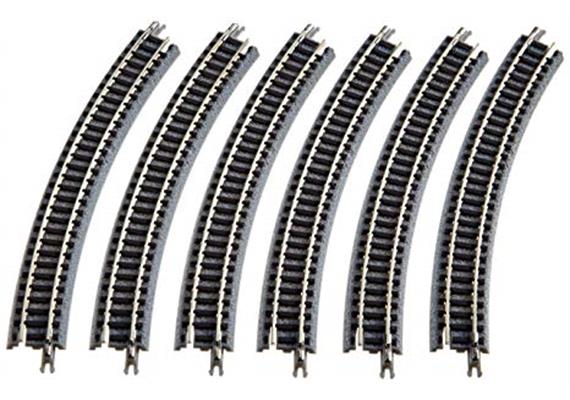 Rokuhan 97033 R033 Z Gleis gebogen R220-30°, 6 Stück - Z (1:220)