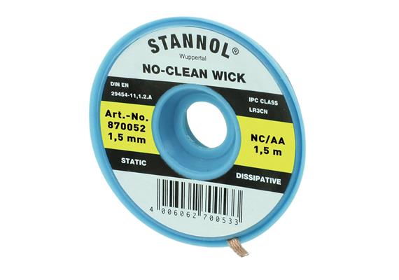 Stannol No-Clean Entlötlitze, ESD-verpackt, 1.5 m lang,1.55 mm breit