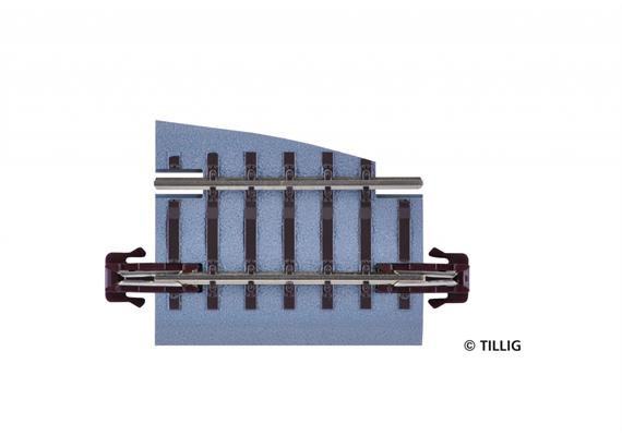 Tillig 83728 Bettungsgleis braun Gleisstück G5 Pass-Stück links, Länge 36 mm