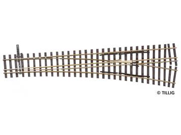 Tillig 85197 Dreischienen-Schmalspurweiche, rechts, Abzweig 15° - H0, H0m-H0