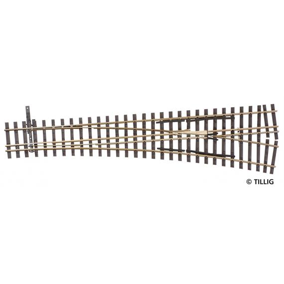 Tillig 85197 Dreischienen-Schmalspurweiche, rechts, Abzweig 15° - H0, H0m-H0