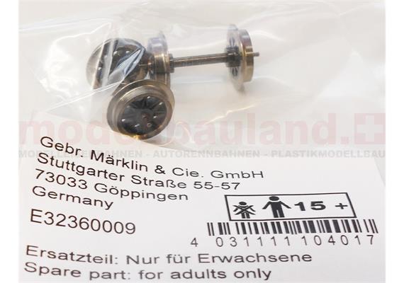 Trix E32360009 Radsatz Doppelspeichen schwarz, 25,4, Gleichstrom, 2 Stück - H0 (1:87)