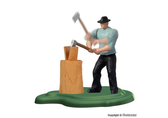 Viessmann 1515 Holzhacker mit Axt und Hauklotz, bewegt - H0 (1:87)