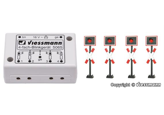 Viessmann 5800 Andreaskreuze, 4 Stück mit Blinkelektronik - N (1:160)