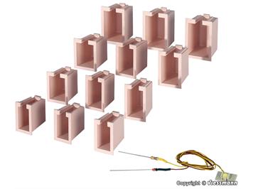 Viessmann 6005 Hausbeleuchtungs-Startset, 12 Boxen, 4 verschiedene Größen, 1 LED weiß - H0