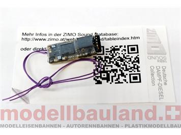 ZIMO MS490L Miniatursound-Decoder, 0.7A, 4 Fu-Ausgänge, 6pol. Direktschnittst. abgewinkelt
